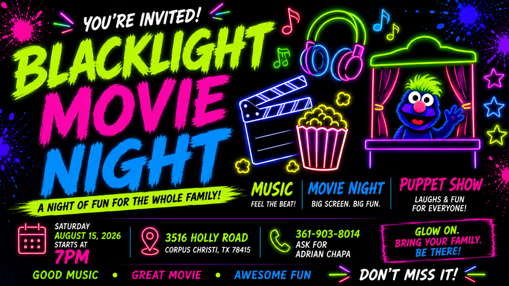 Black Light Movie Night Corpus Christi