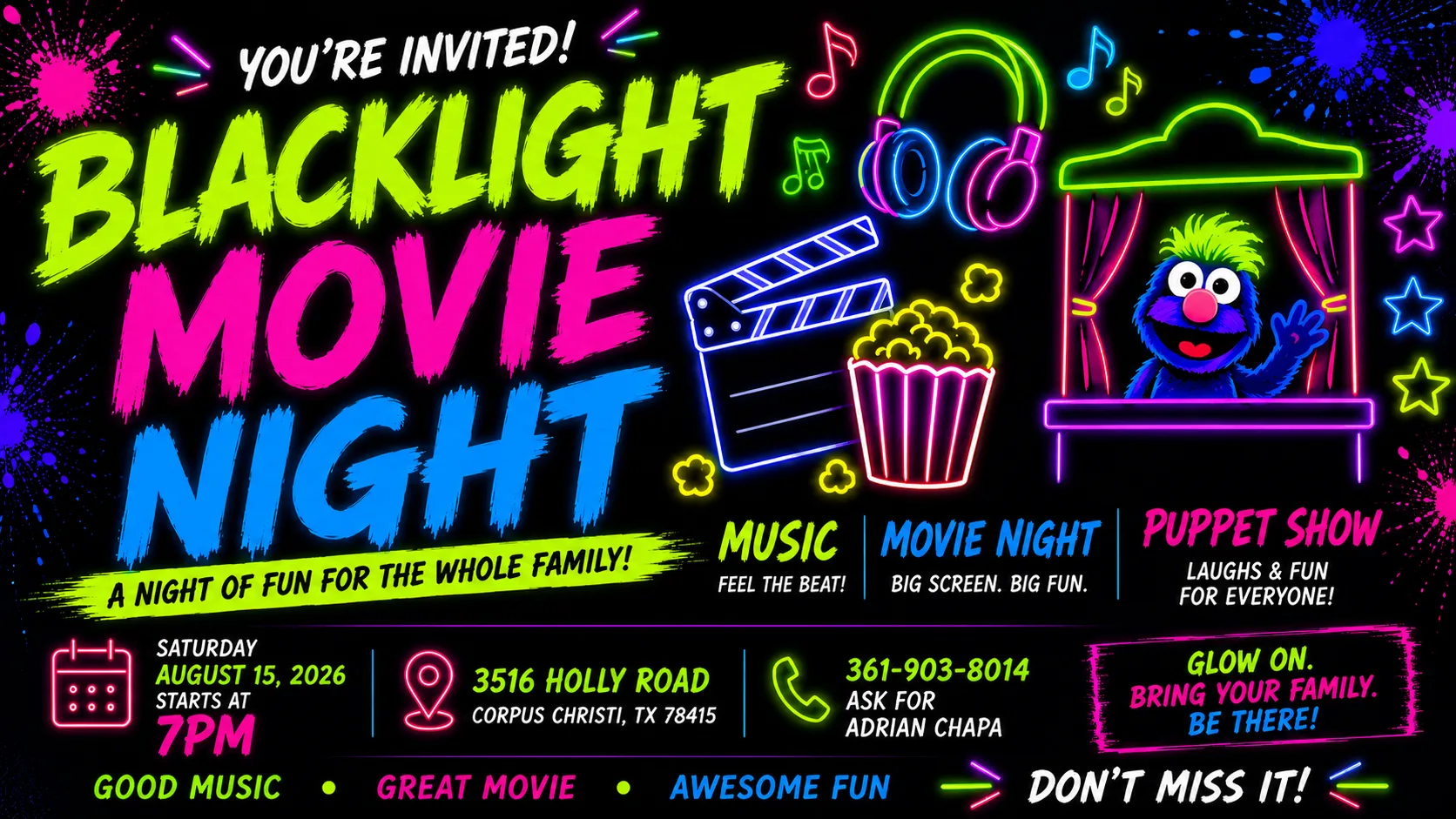 Black Light Movie Night Corpus Christi