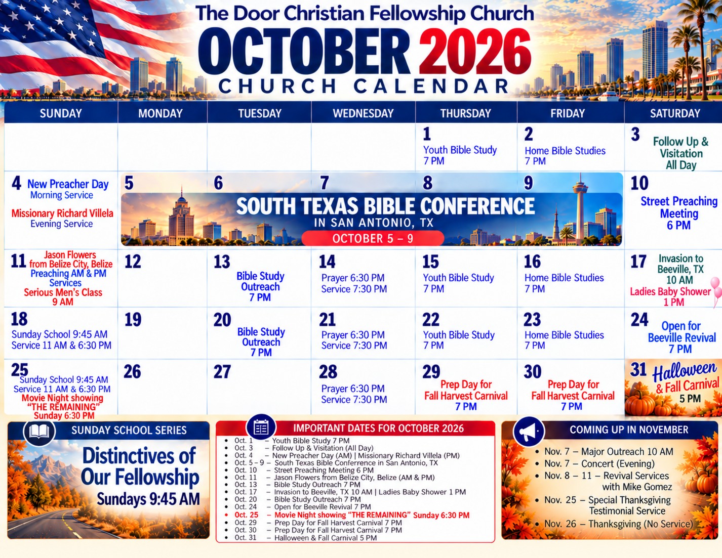 September Calendar 2026 Patriotic